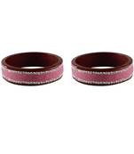 Pink Stone Stud Lac Bangle For Women
