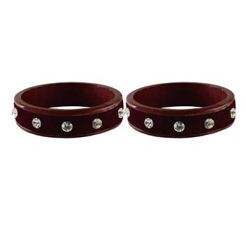 Maroon Stone Stud Lac Bangle For Women 2