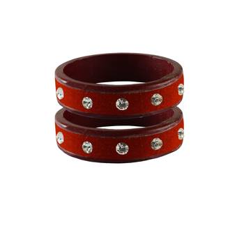 Red Stone Stud Lac Bangle For Women 1