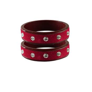 Magenta Stone Stud Lac Bangle For Women 1