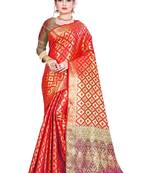  red woven kanchipuram silk saree with blouse