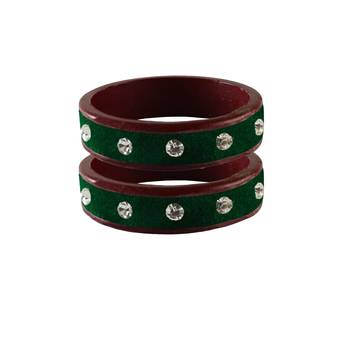 Dark Green Stone Stud Lac Bangle For Women 1