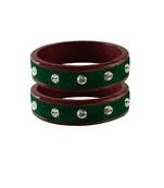 Dark Green Stone Stud Lac Bangle For Women