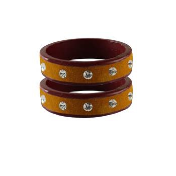 Dark Brown Stone Stud Lac Bangle For Women 1