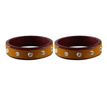 Dark Brown Stone Stud Lac Bangle For Women 2