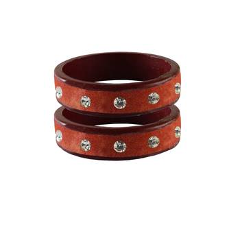 Peach Stone Stud Lac Bangle For Women 1