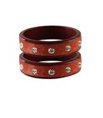 Peach Stone Stud Lac Bangle For Women