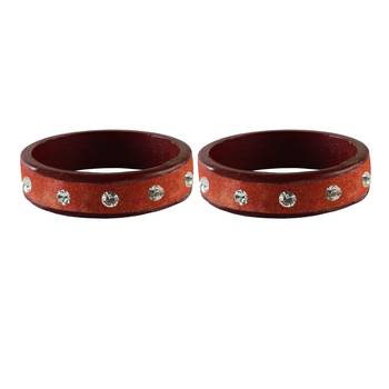 Peach Stone Stud Lac Bangle For Women 2