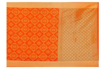  orange woven banarasi silk saree with blouse 4