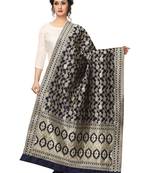 Navy Blue Jacquard Silk Women's Dupatta.