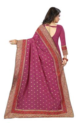 Pink Embroidered Art Silk Saree With Blouse 3