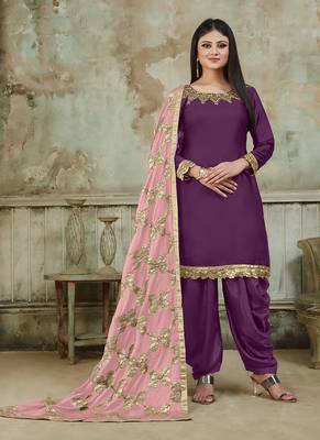 Purple embroidered santoon salwar 1