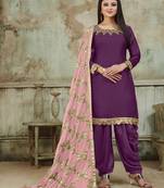 Purple embroidered santoon salwar