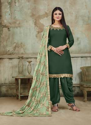 Dark-green embroidered santoon salwar 1