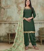 Dark-green embroidered santoon salwar