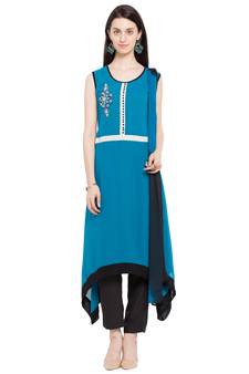 Blue Embroidered Georgette Salwar