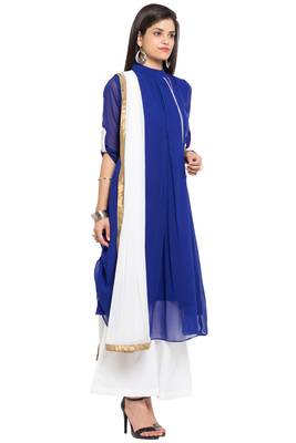 Blue Embroidered Georgette Salwar 3