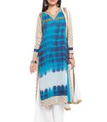 Blue Embroidered Georgette Salwar