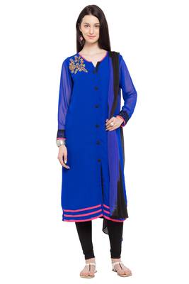 Blue Embroidered Georgette Salwar 1