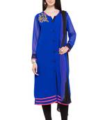 Blue Embroidered Georgette Salwar