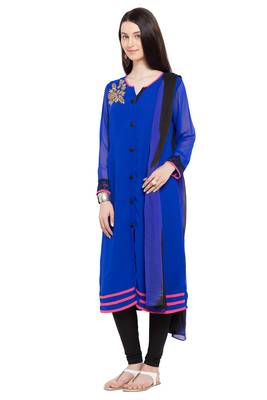 Blue Embroidered Georgette Salwar 2