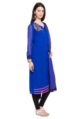 Blue Embroidered Georgette Salwar 3