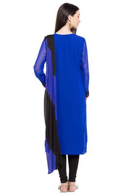 Blue Embroidered Georgette Salwar 4