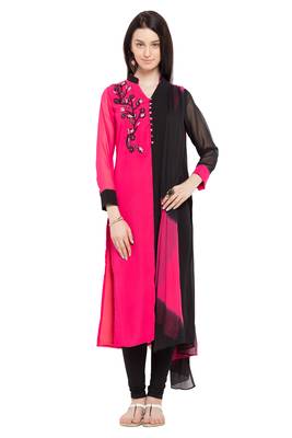 Pink Embroidered Georgette Salwar 1