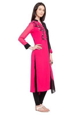 Pink Embroidered Georgette Salwar 3