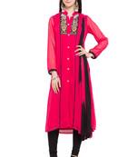 Pink Embroidered Georgette Salwar