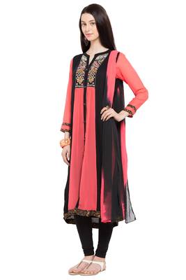 Pink Embroidered Georgette Salwar 2