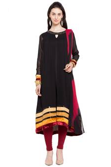 Black Embroidered Georgette Salwar