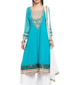 Blue Embroidered Georgette Salwar