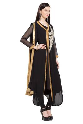 Black Embroidered Georgette Salwar 3