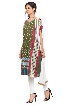 Green Polka Dots Georgette Salwar 2