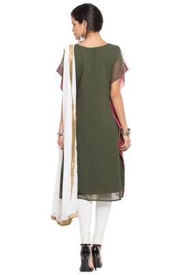 Green Polka Dots Georgette Salwar 4