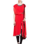 Red Embroidered Georgette Salwar
