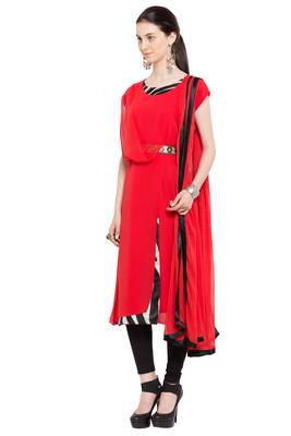 Red Embroidered Georgette Salwar 2