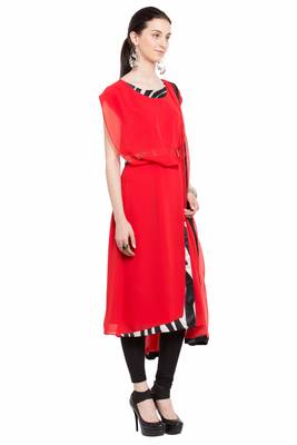 Red Embroidered Georgette Salwar 3