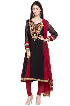 Black Embroidered Georgette Salwar