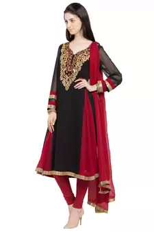 Black Embroidered Georgette Salwar