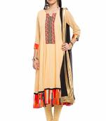 Beige Embroidered Georgette Salwar