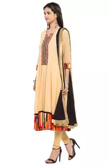 Beige Embroidered Georgette Salwar