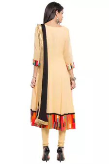 Beige Embroidered Georgette Salwar