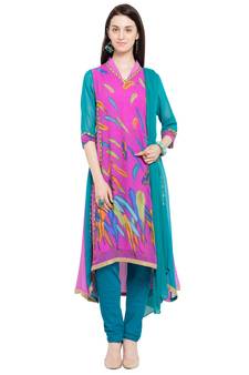 Pink Printed Georgette Salwar