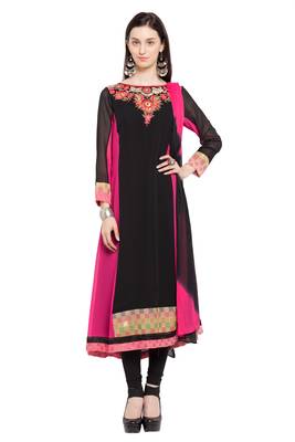 Black Embroidered Georgette Salwar 1