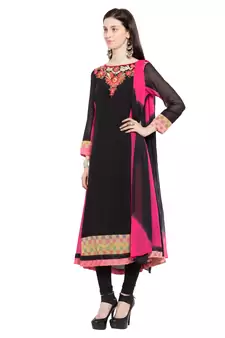 Black Embroidered Georgette Salwar