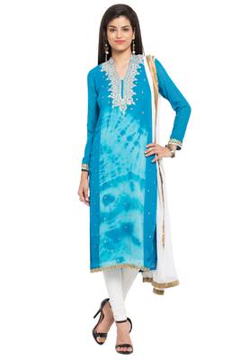 Blue Embroidered Georgette Salwar 1