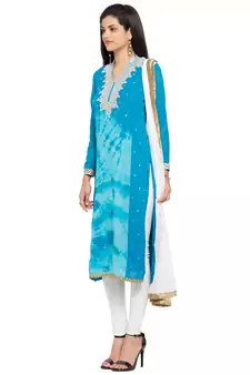 Blue Embroidered Georgette Salwar