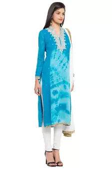 Blue Embroidered Georgette Salwar